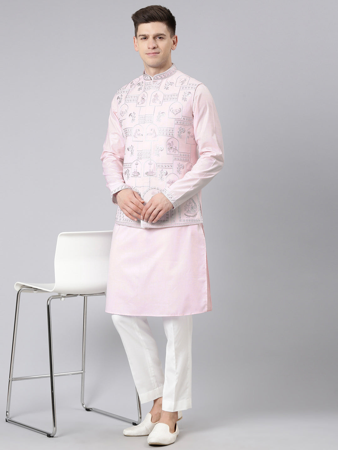Light Pink Vivah Story Jacket  Kurta set