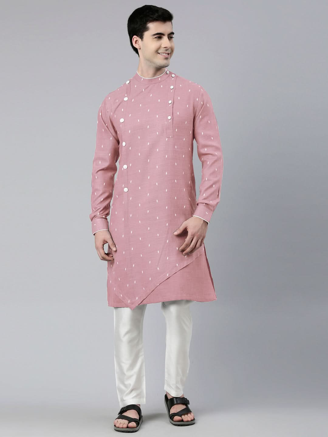 Pink Design Asymmetrical Kurta Set