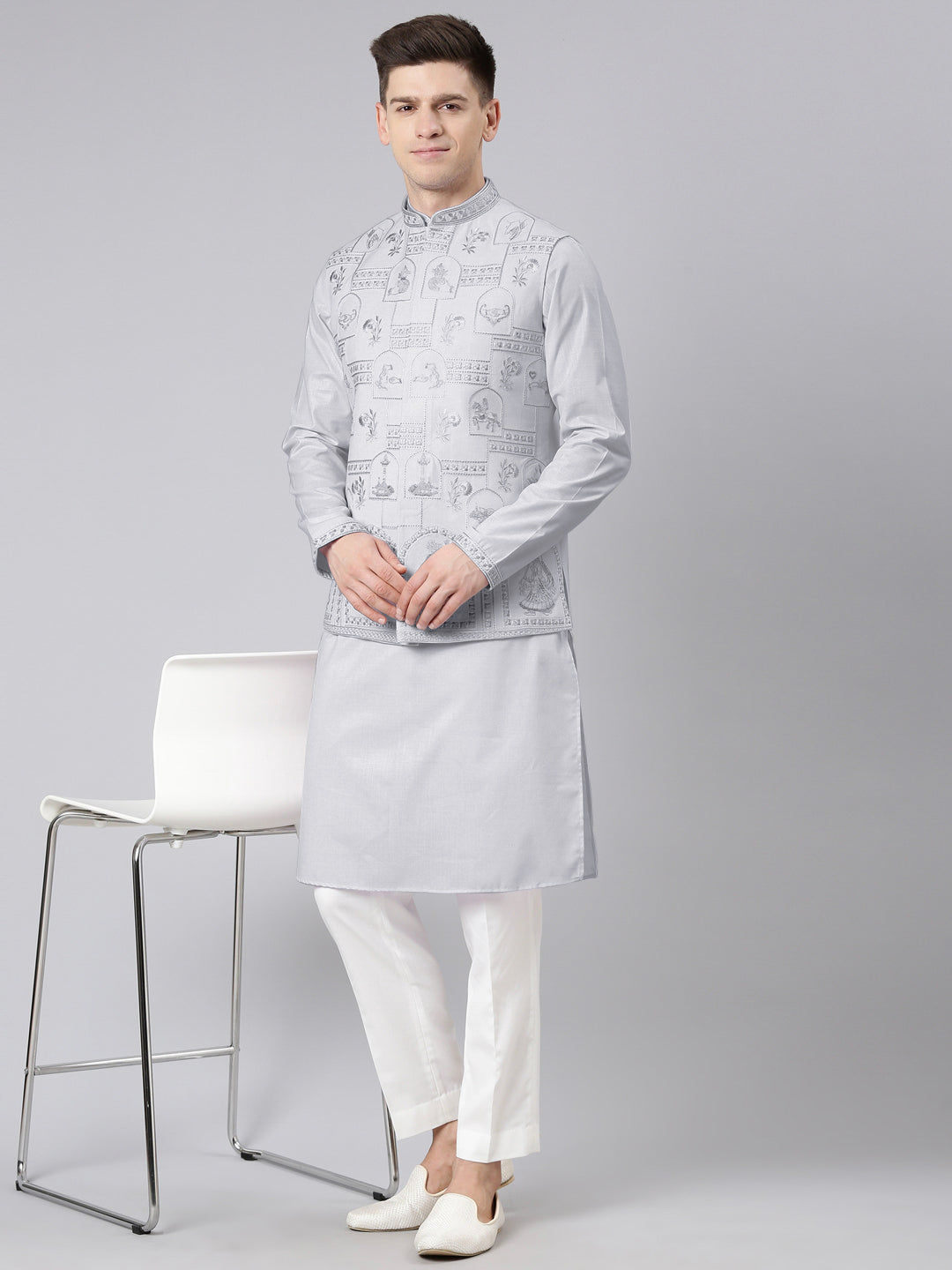 Grey Vivah Story Jacket Kurta set