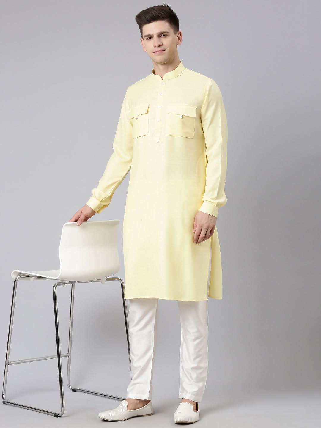 Yellow Pathani Kurta Set