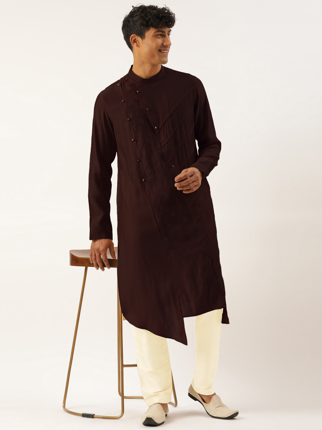 Maroon Side Open Layered Kurta Set