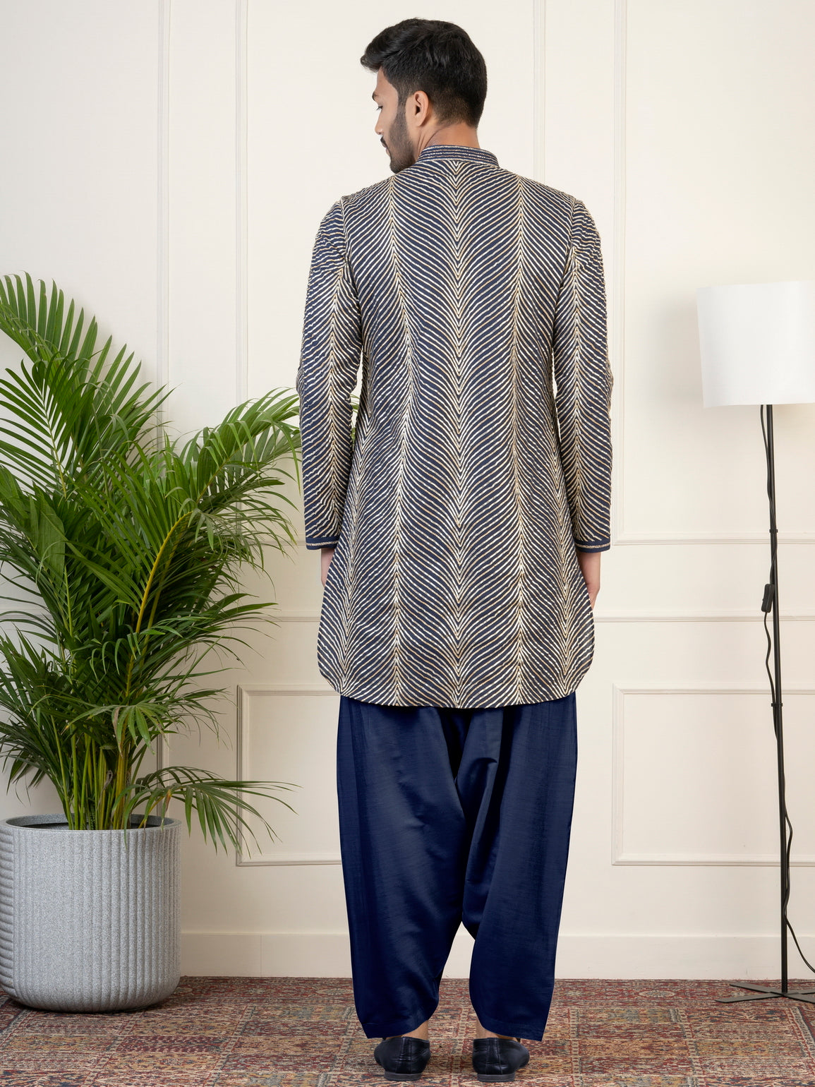 Navy Blue Gota Embroidery Kurta Set