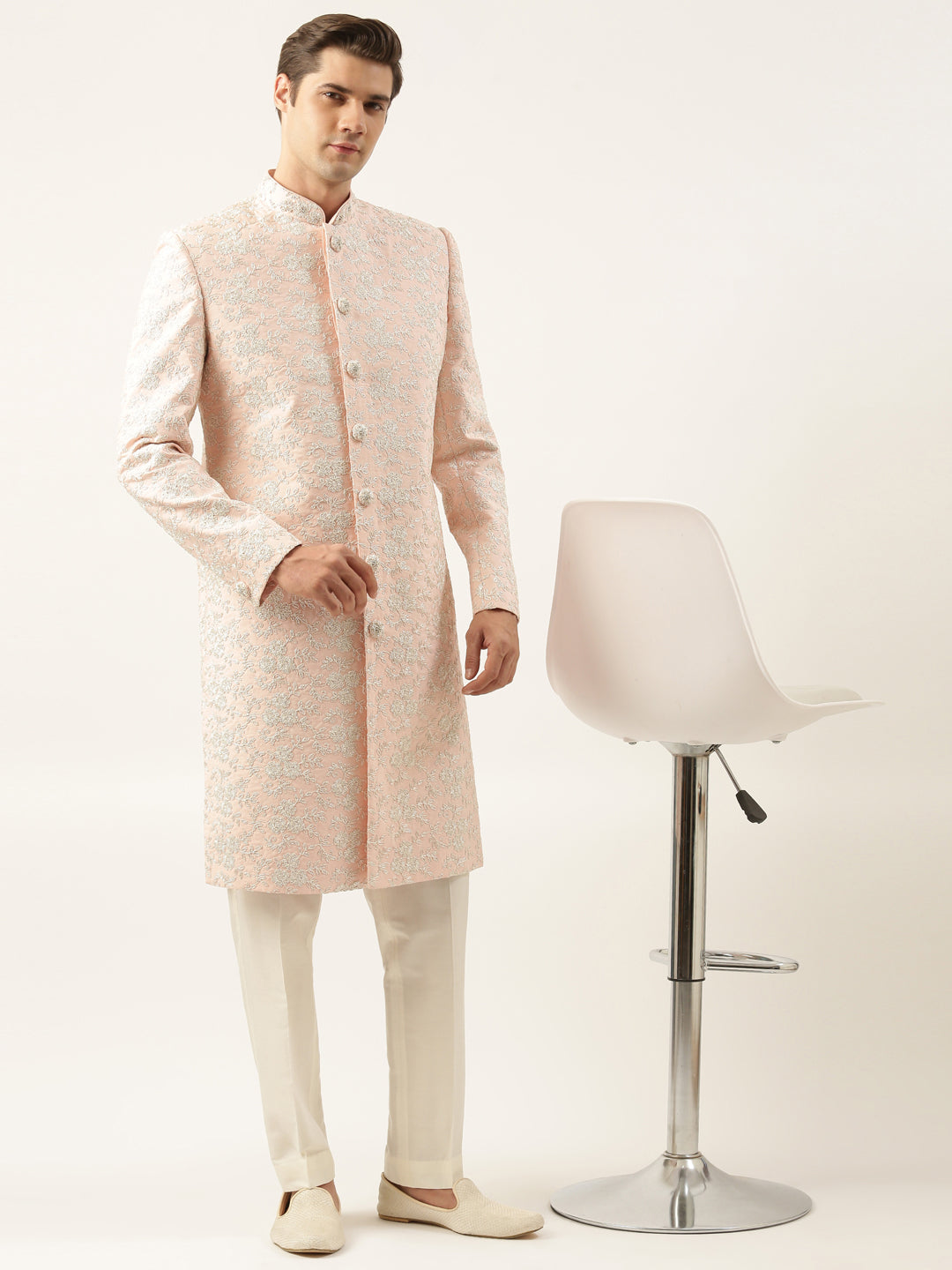 Pink embroidered indowestern