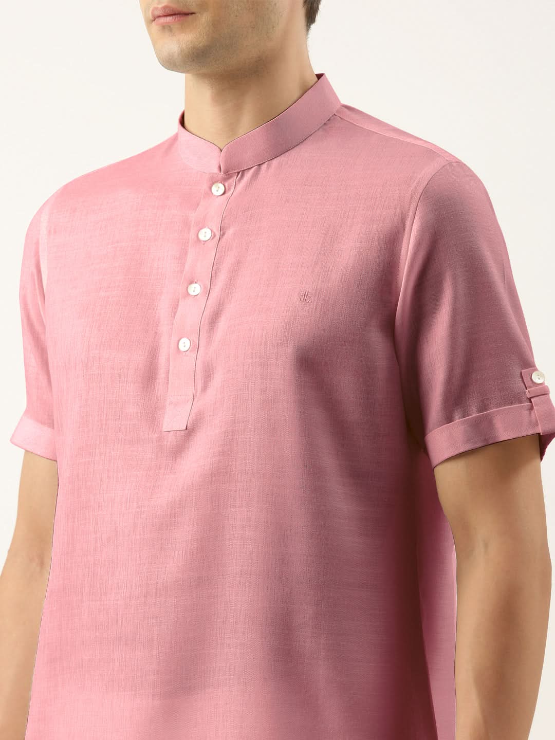 Rose Pink Cotton Short Kurta Set