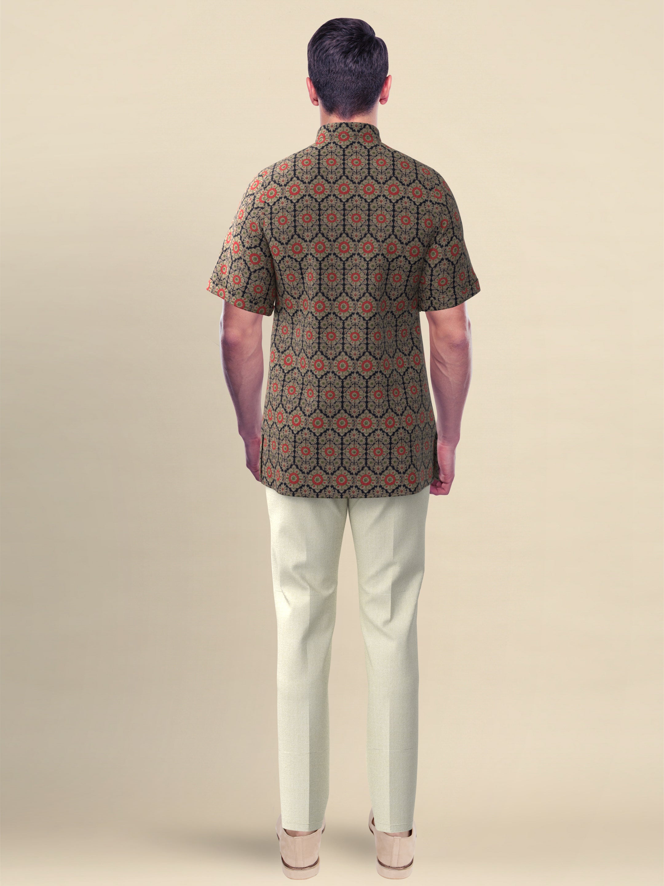 Navy Sanganeri Printed Short Kurta