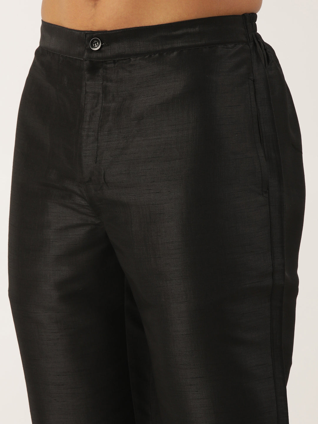 Black Jacquard open Indowestern Set