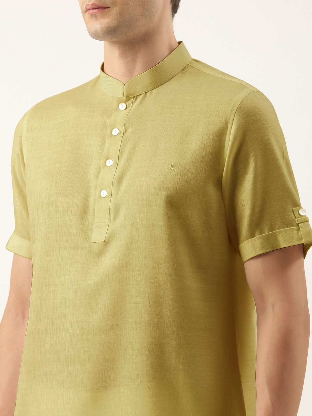 Greenish Yellow Cotton Short Kurta Set