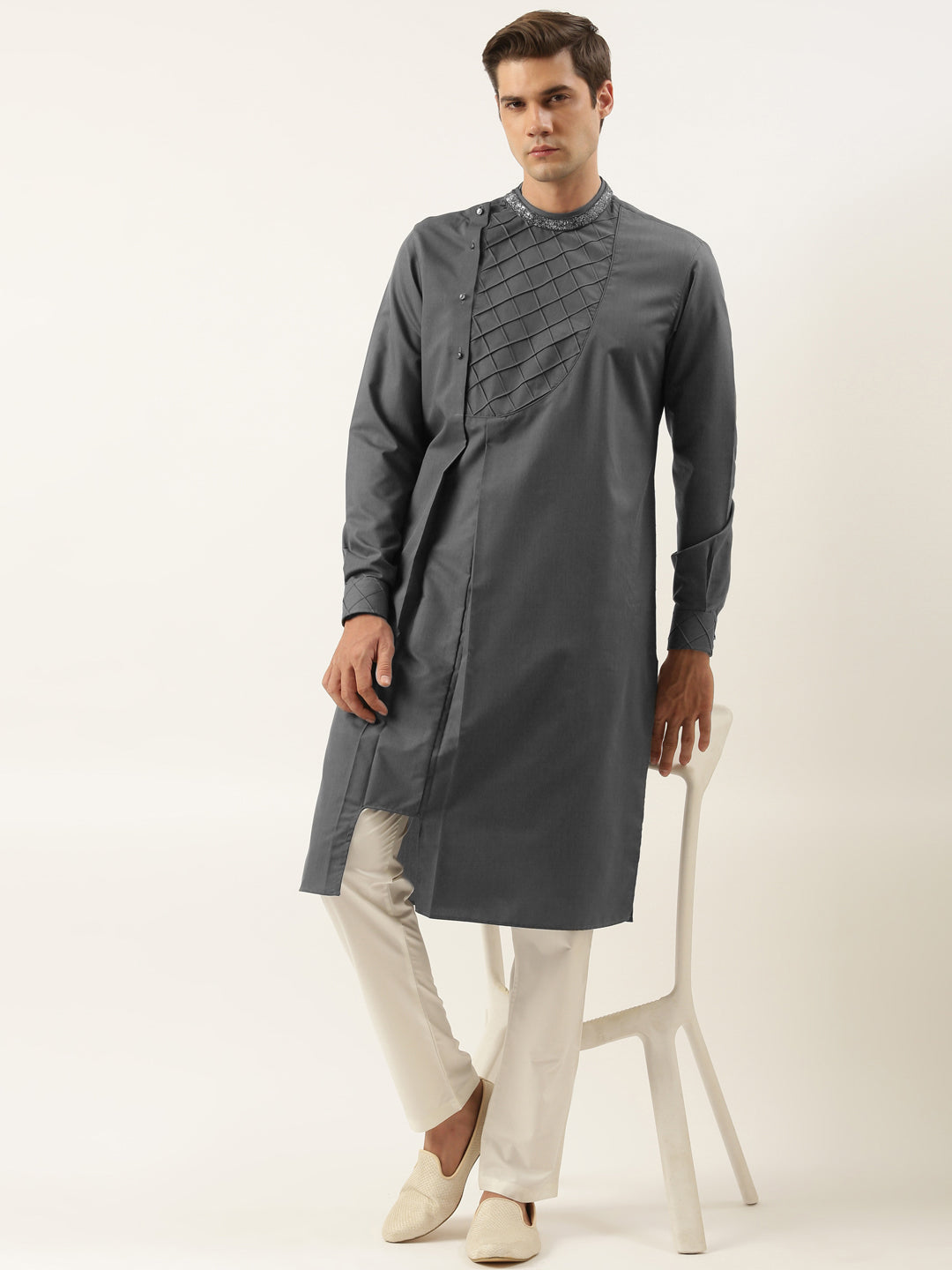 Grey Cotton Kurta Set