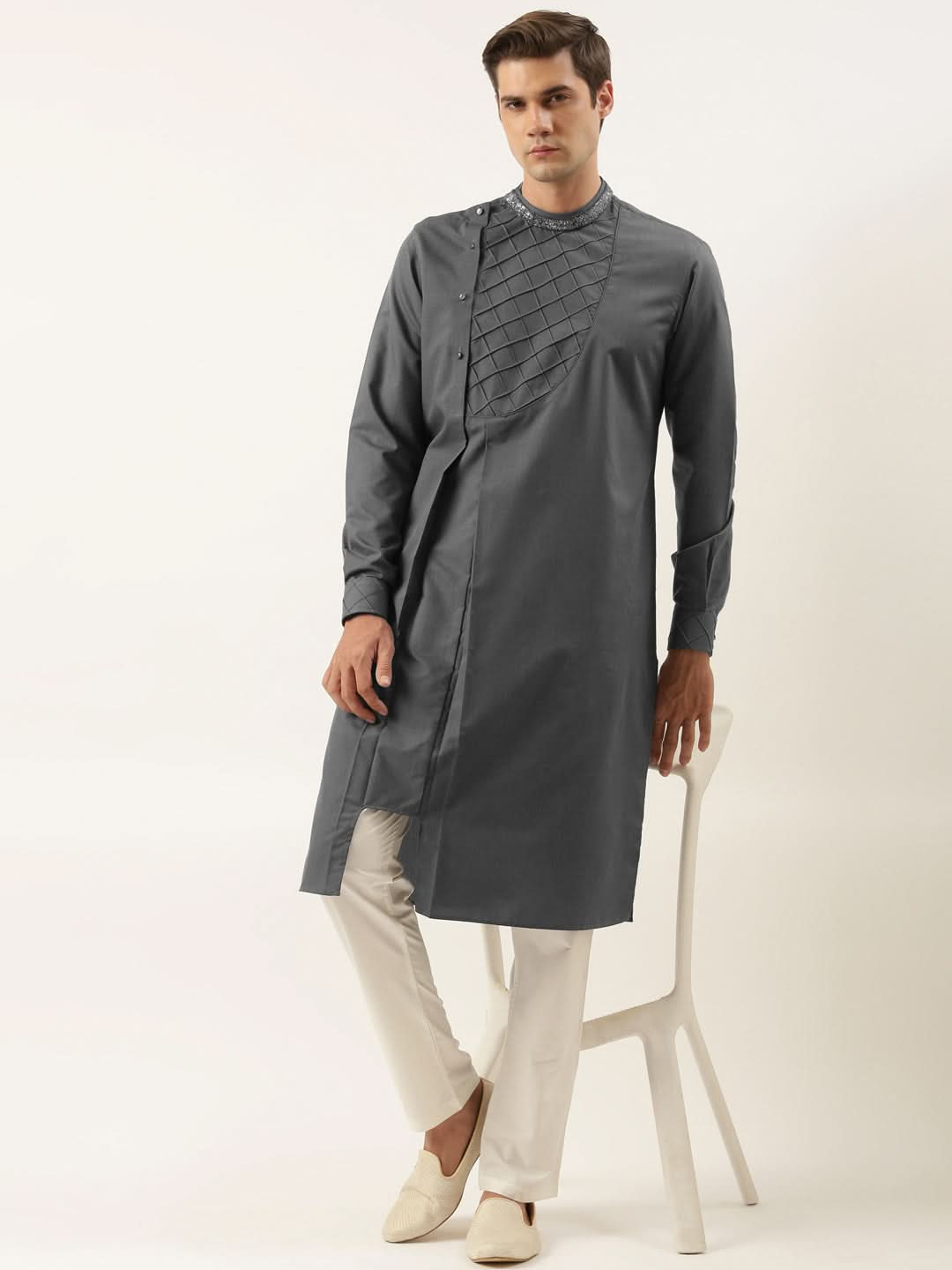 Grey Cotton Kurta Set