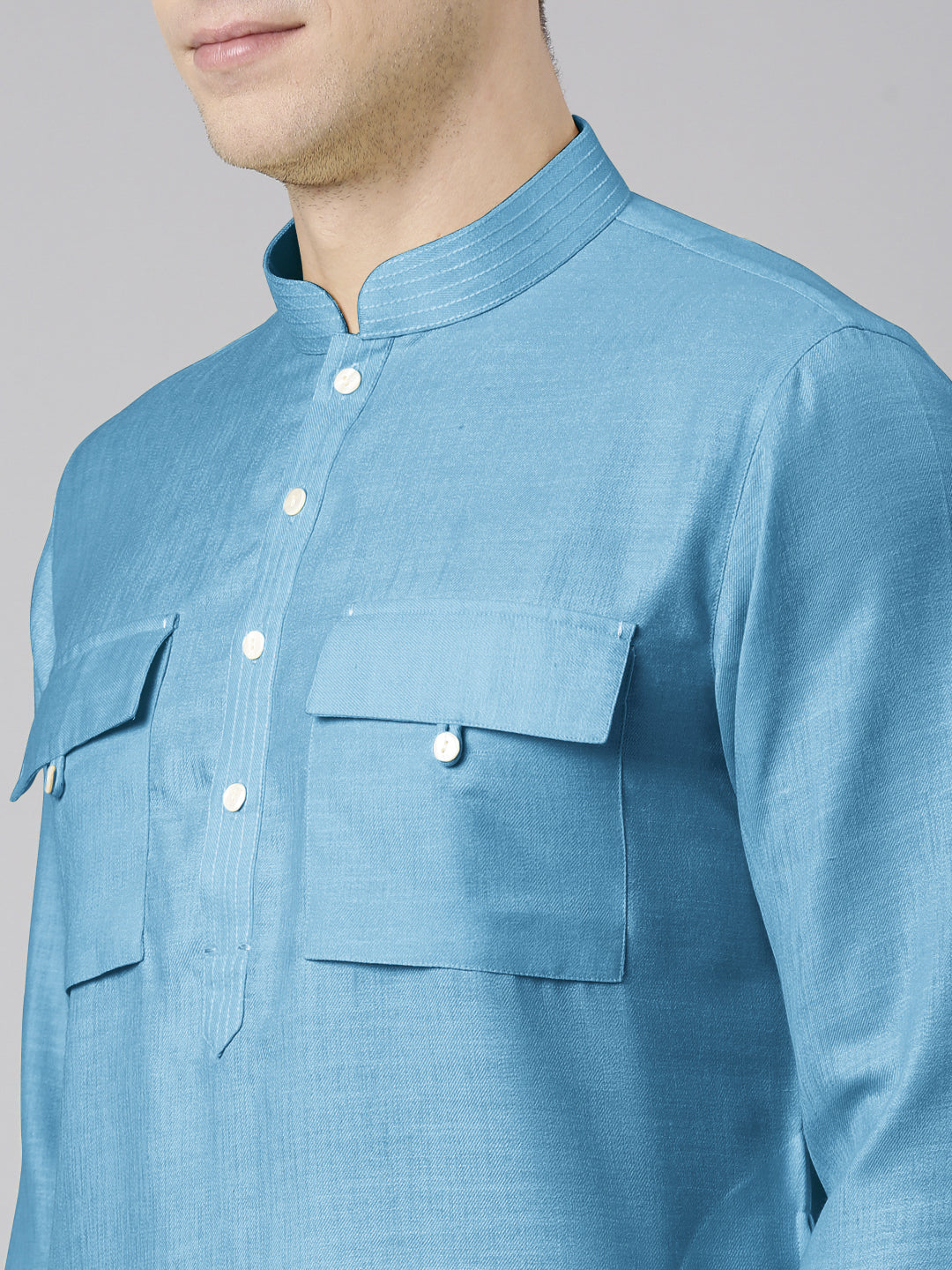 Blue Light Pathani Kurta Set