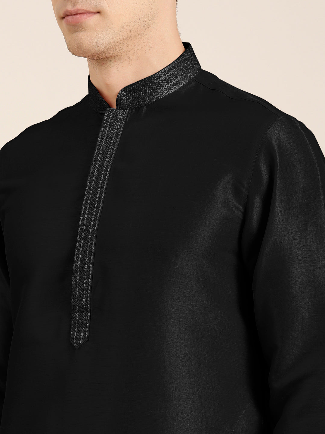 Black Embroidered Kurta Set