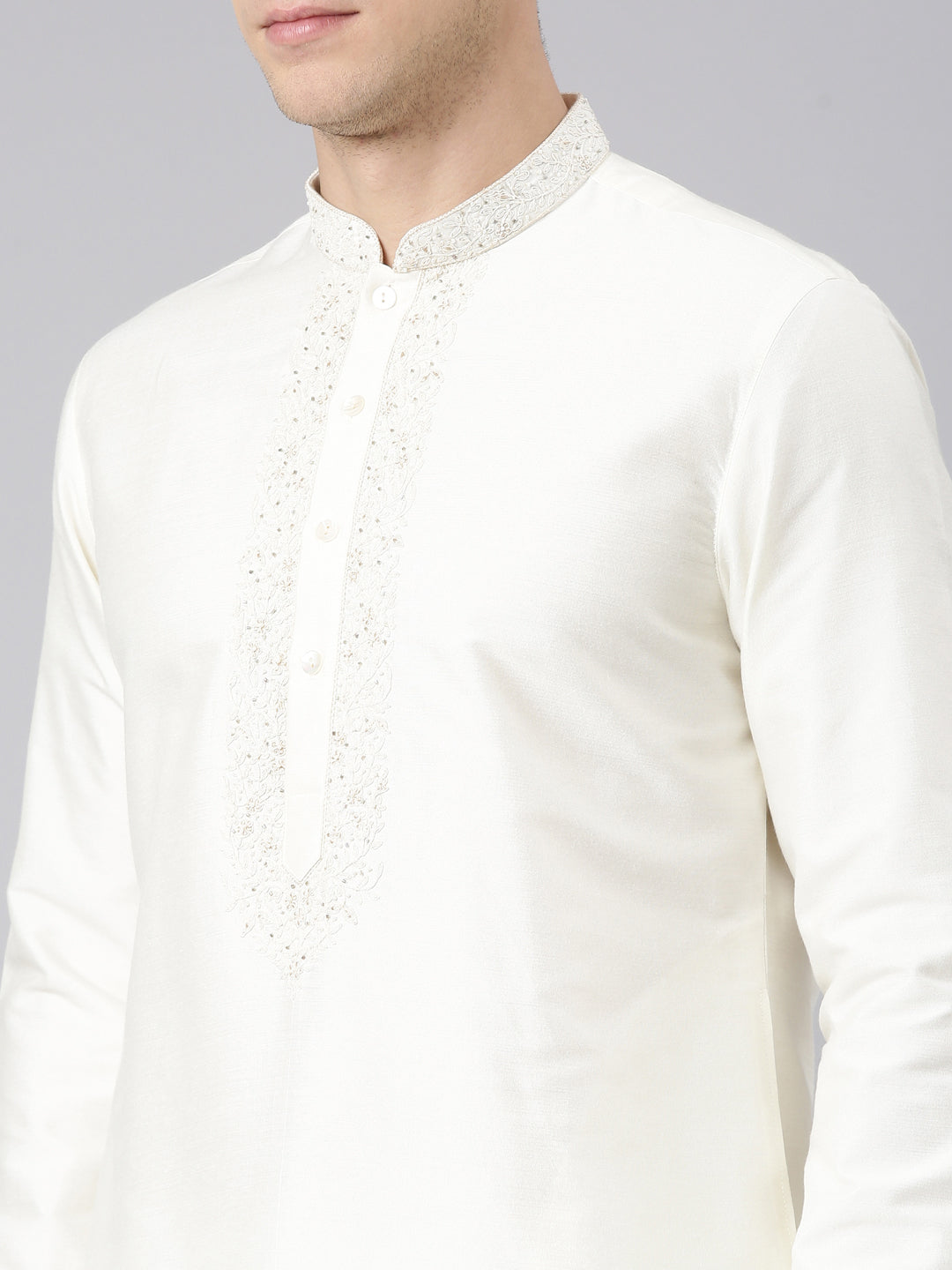 Cream Dori Embroidered Kurta Set