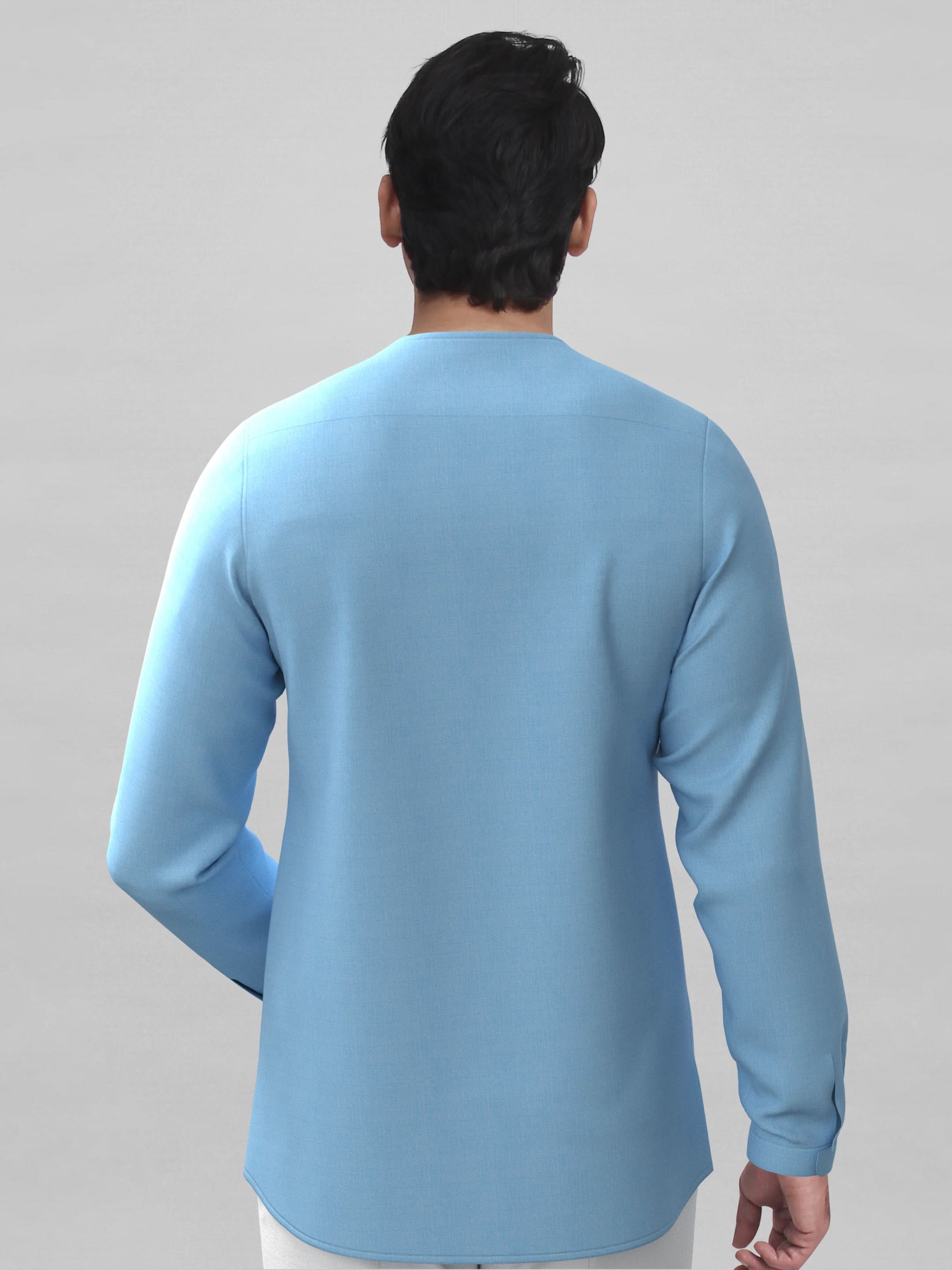 Light blue v-neck Short Kurta