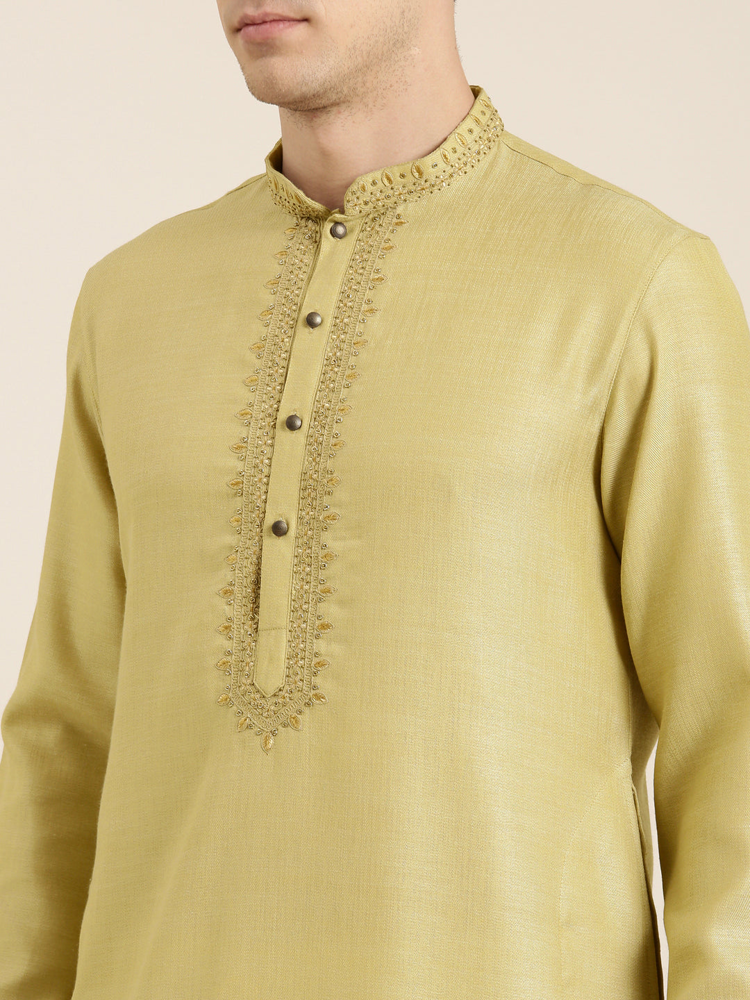 Begish Green cotton Dori Embroidered Kurta