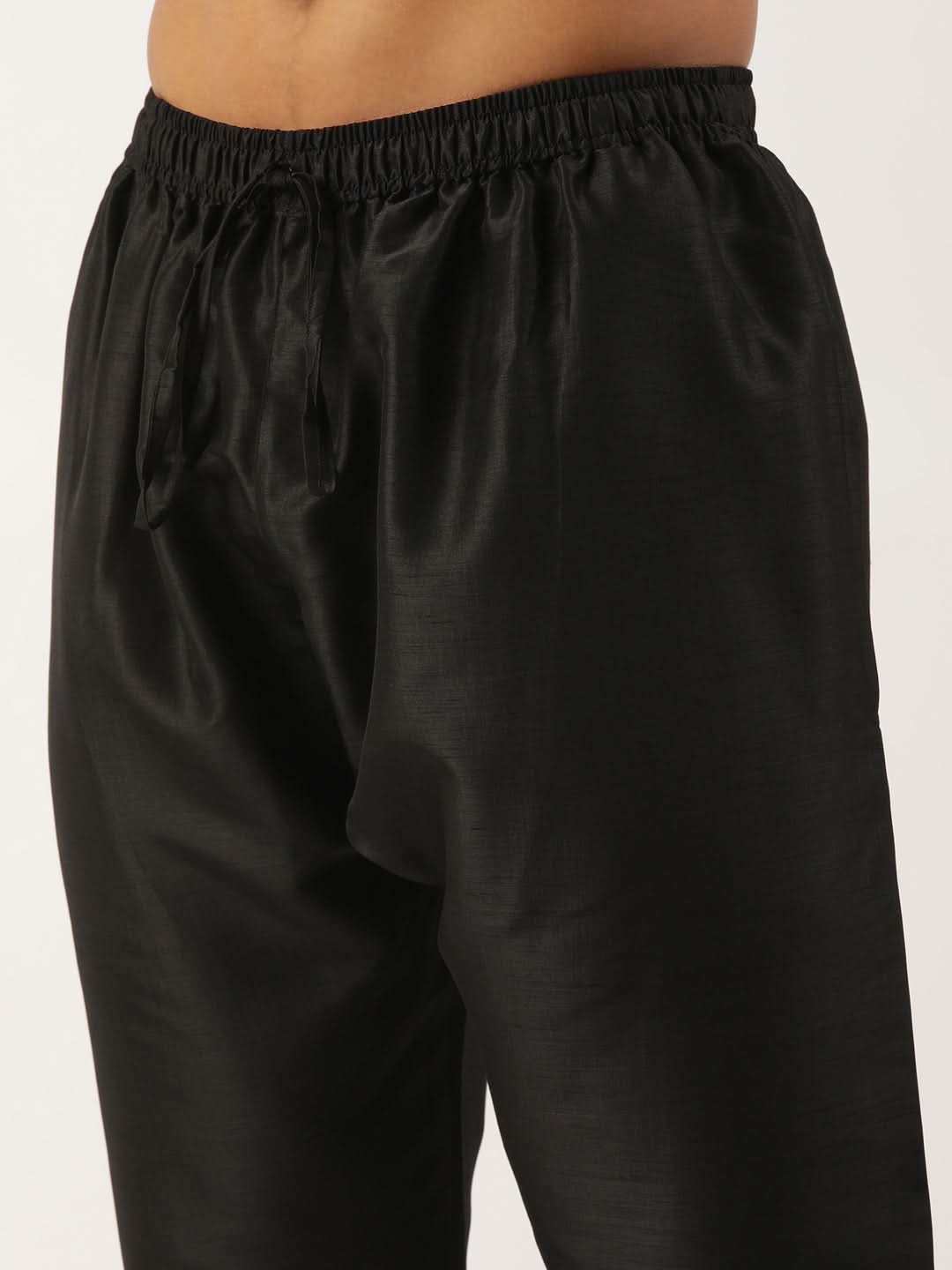 Black Velvet Quilted Jacket Kurta Set