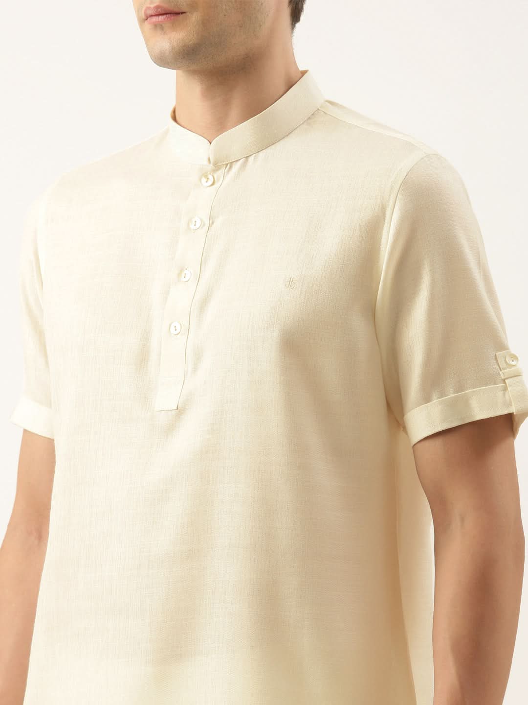 Cream Cotton Short Kurta Set