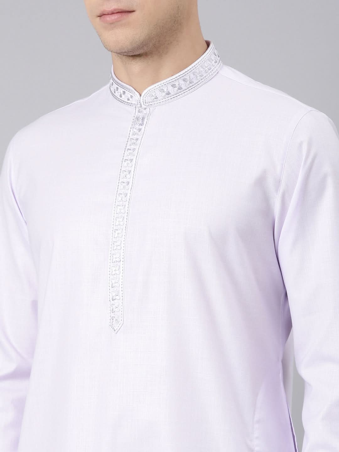 Lavender Cotton Embroidery Kurta Set