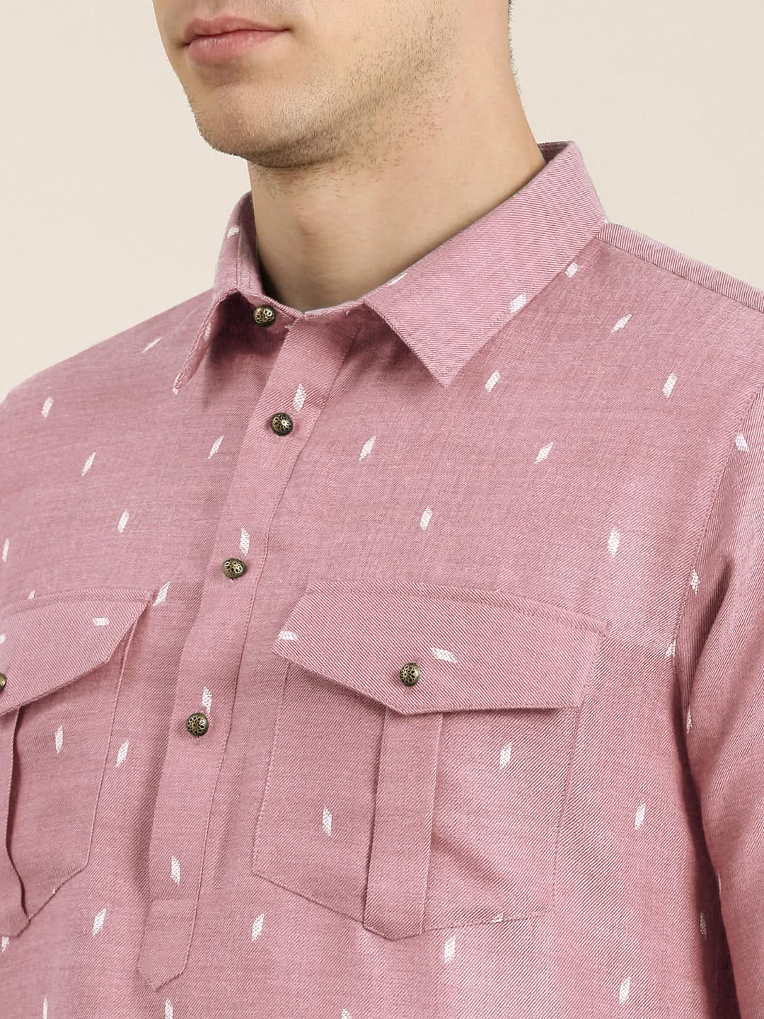 Pink Cotton Pathani With Salwar