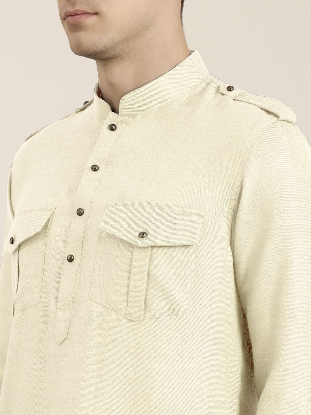 Cream cotton Short Pathani