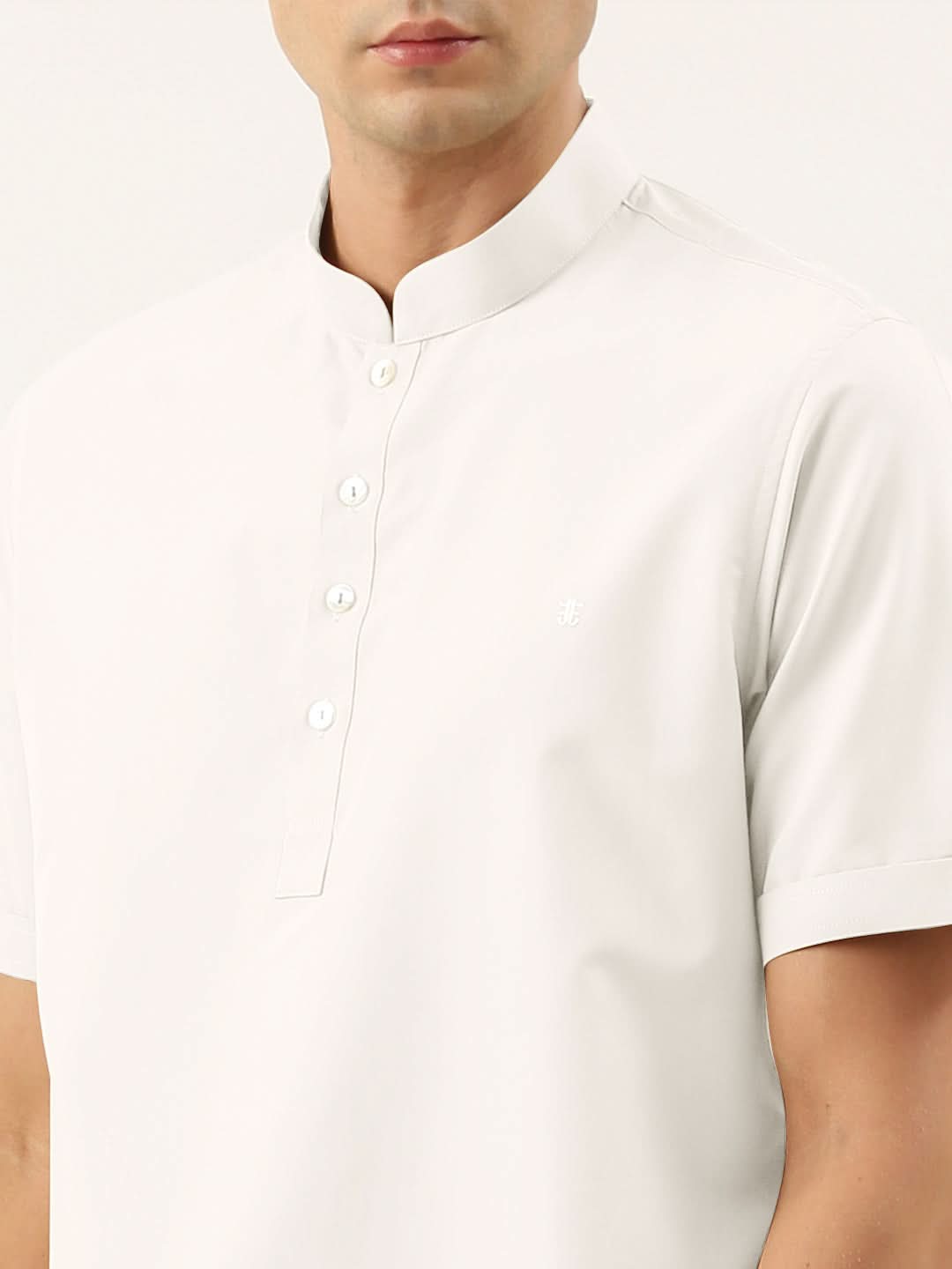 Off White Cotton Short Kurta Set