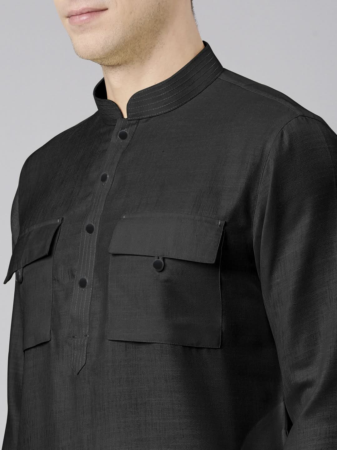 Black Pathani Kurta Set