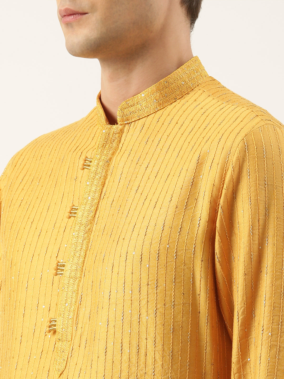 Mustard Yellow Embroidered Kurta Set