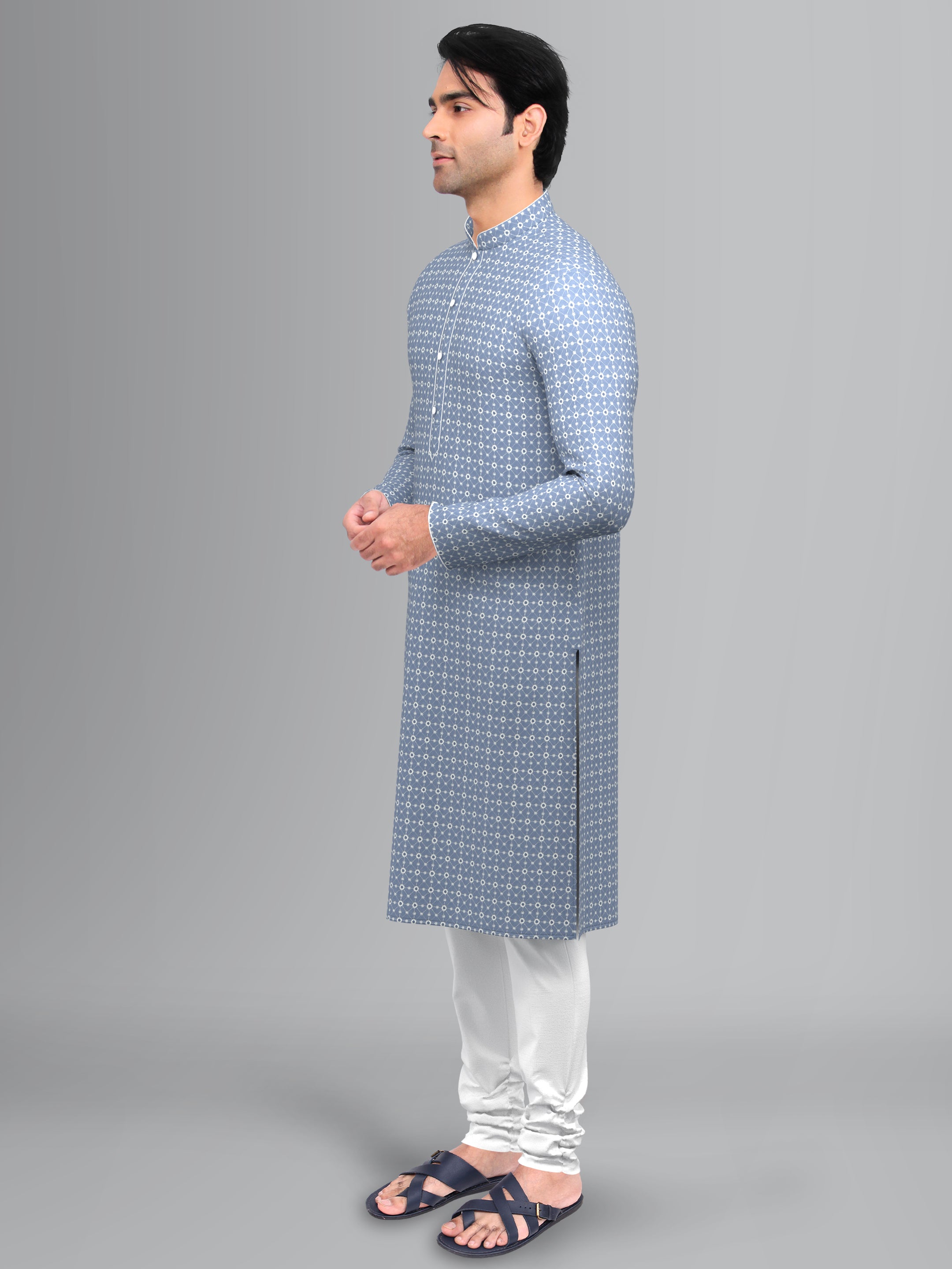 Bluish Grey Chikankari Kurta Set
