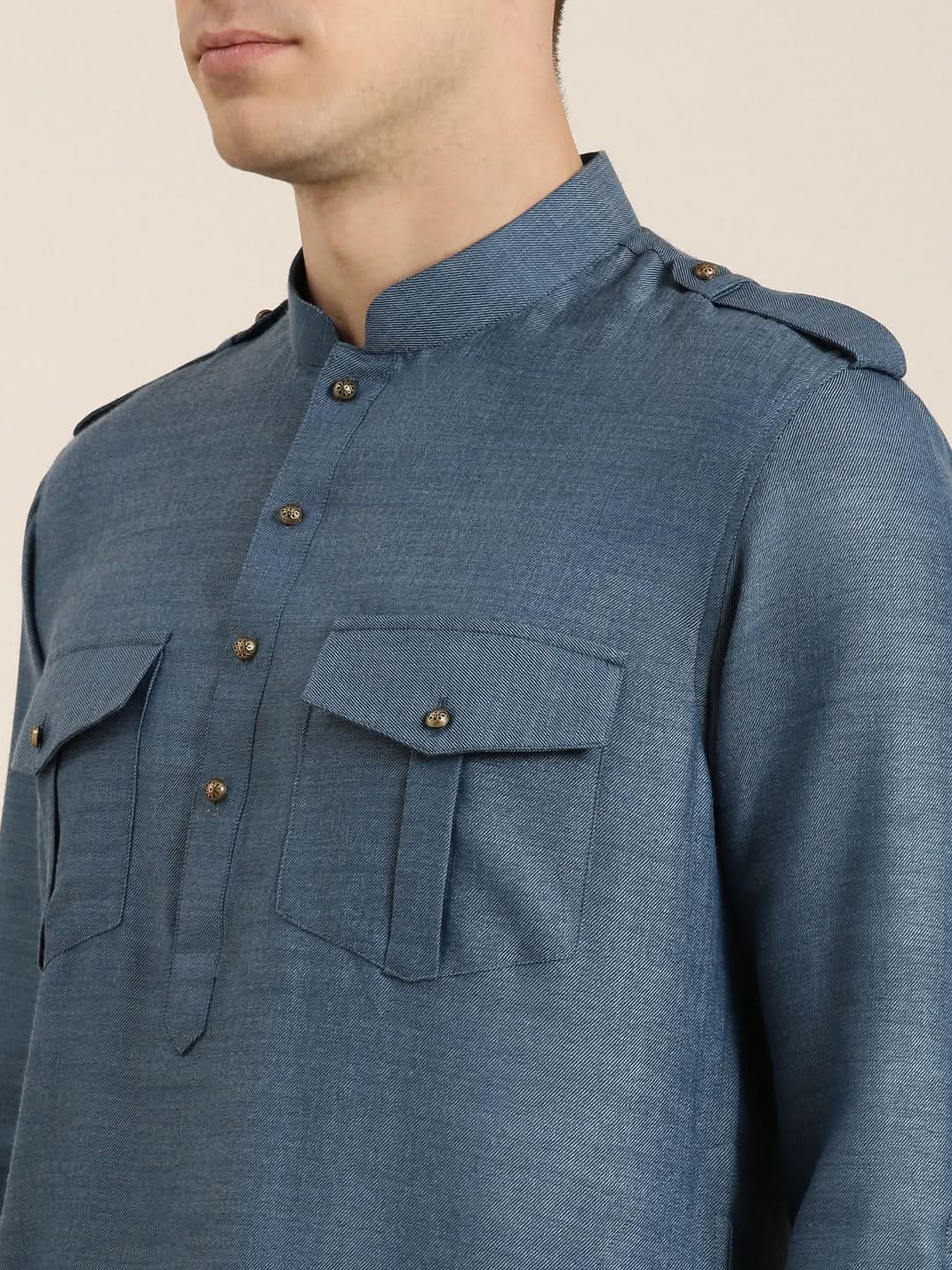 Denim Blue cotton Short Pathani