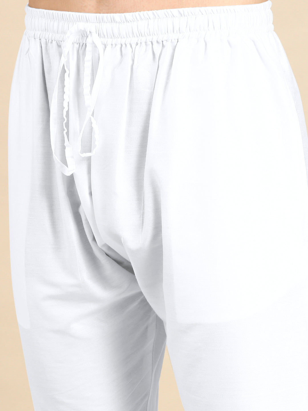 White Cotton Dori Embroidered Kurta Set