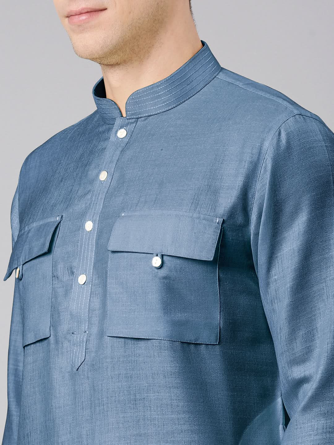 Denim Blue Pathani Kurta Set