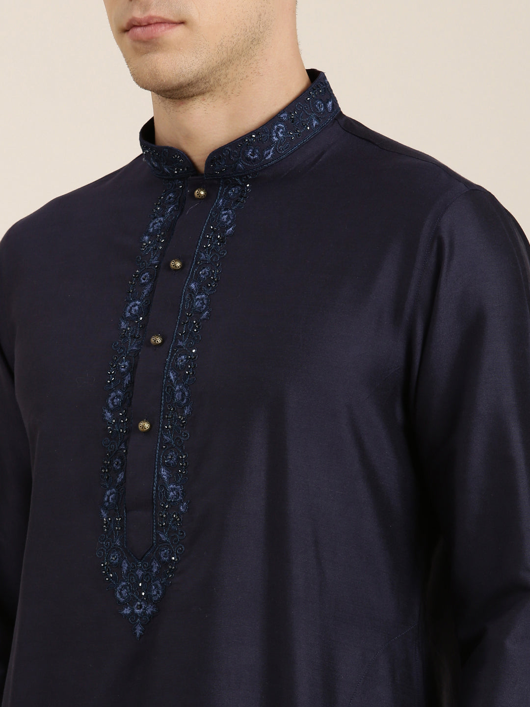 Navy Dori Embroidery Kurta Set