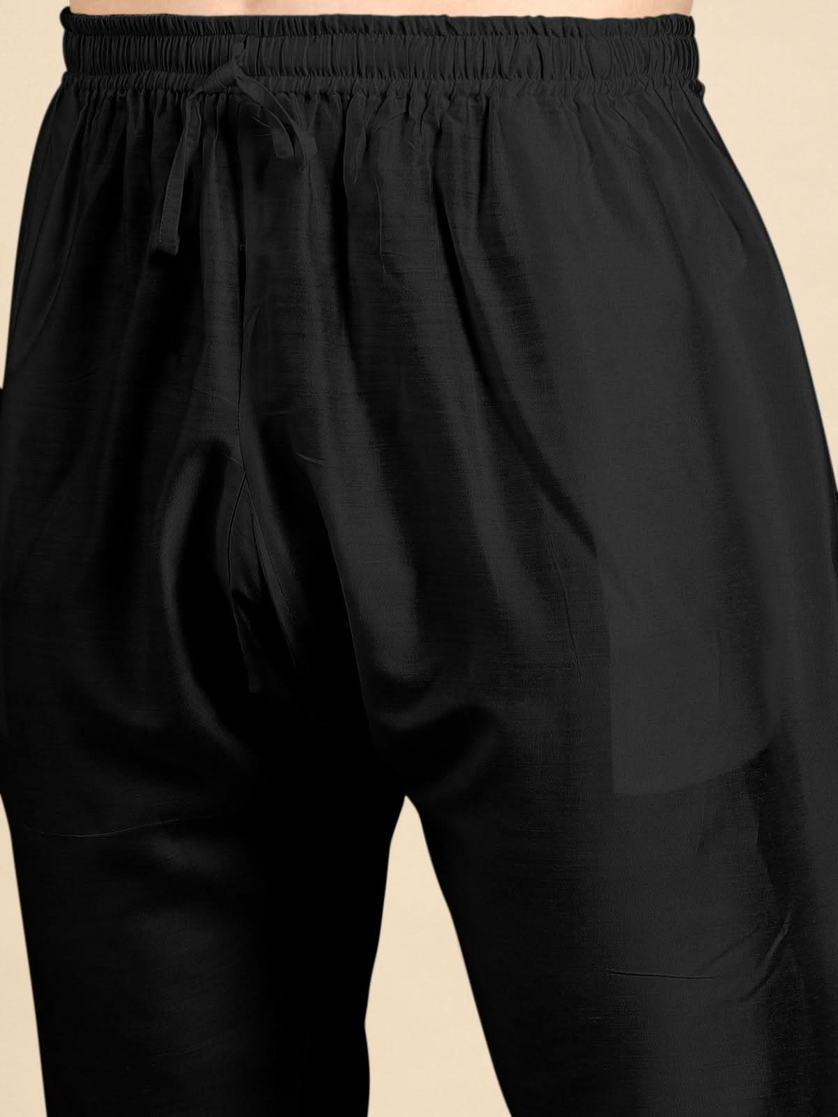 Black Twill Weave Cotton Kurta Set