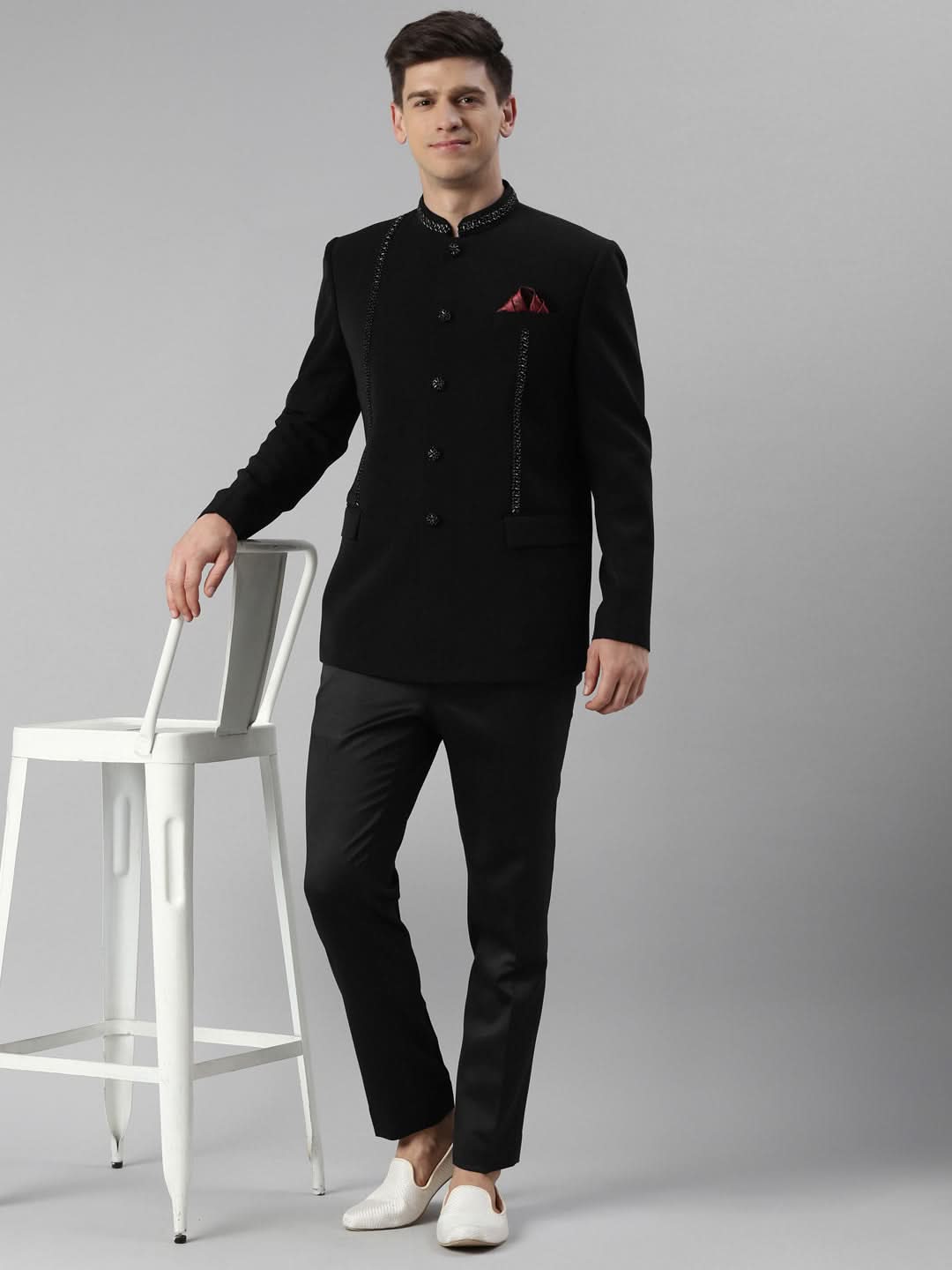 Black Embroidery Bandhgala