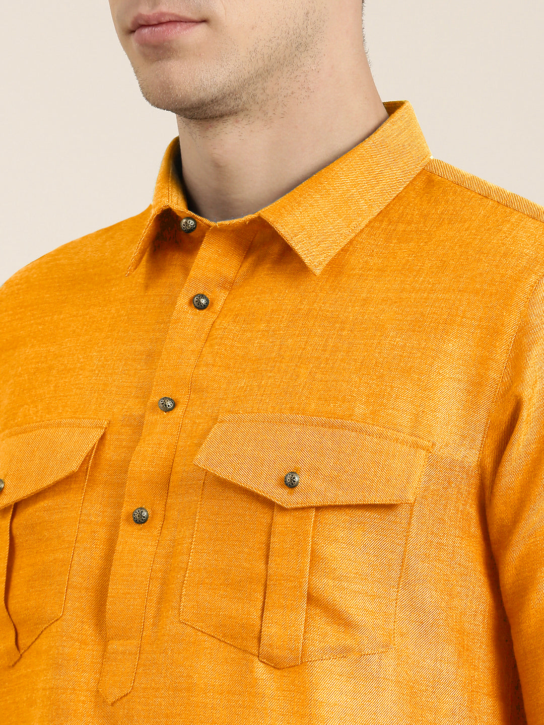 Mustard cotton Pathani with Salwar