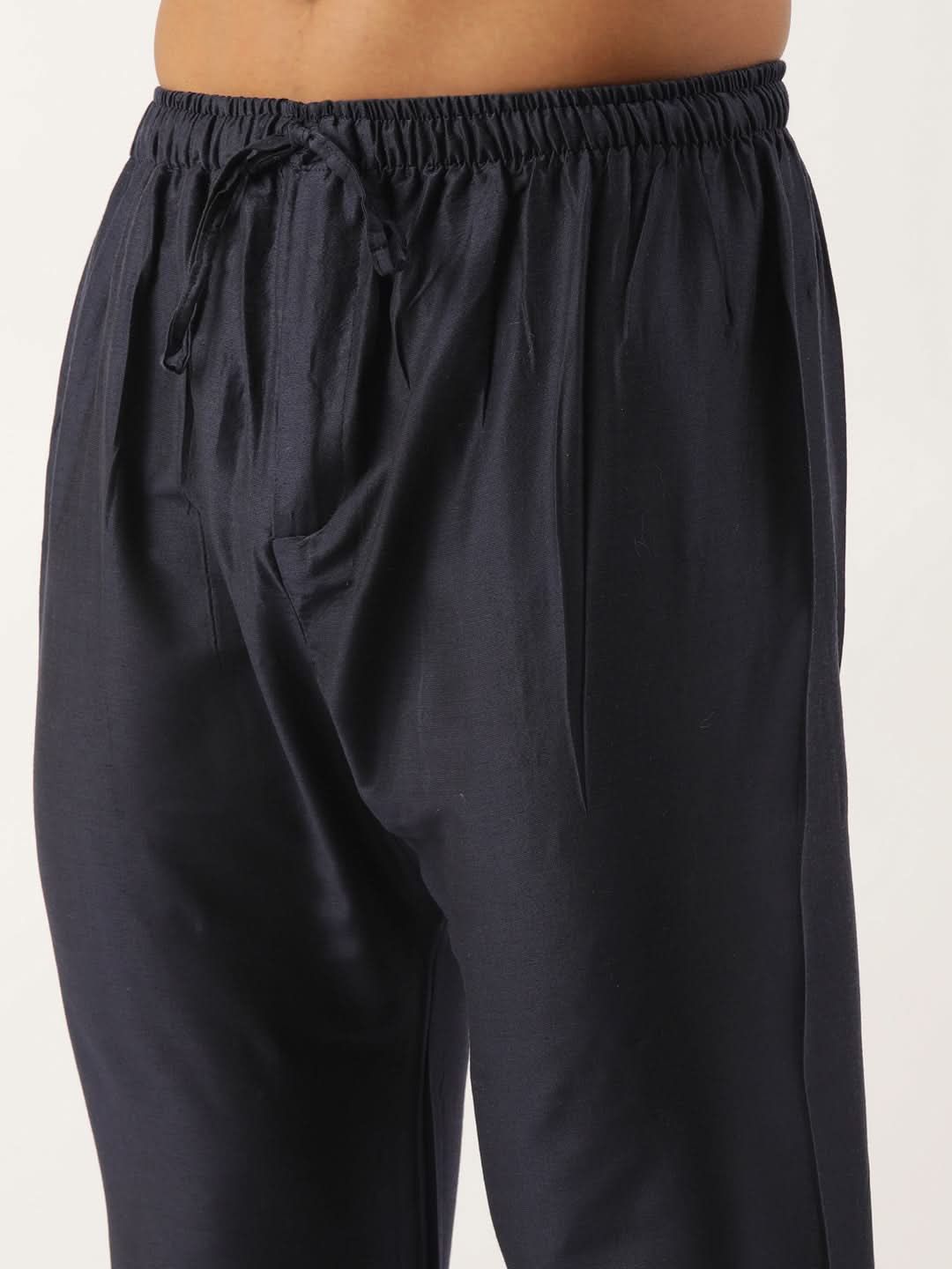 Navy Embroidered Jacket Kurta Set