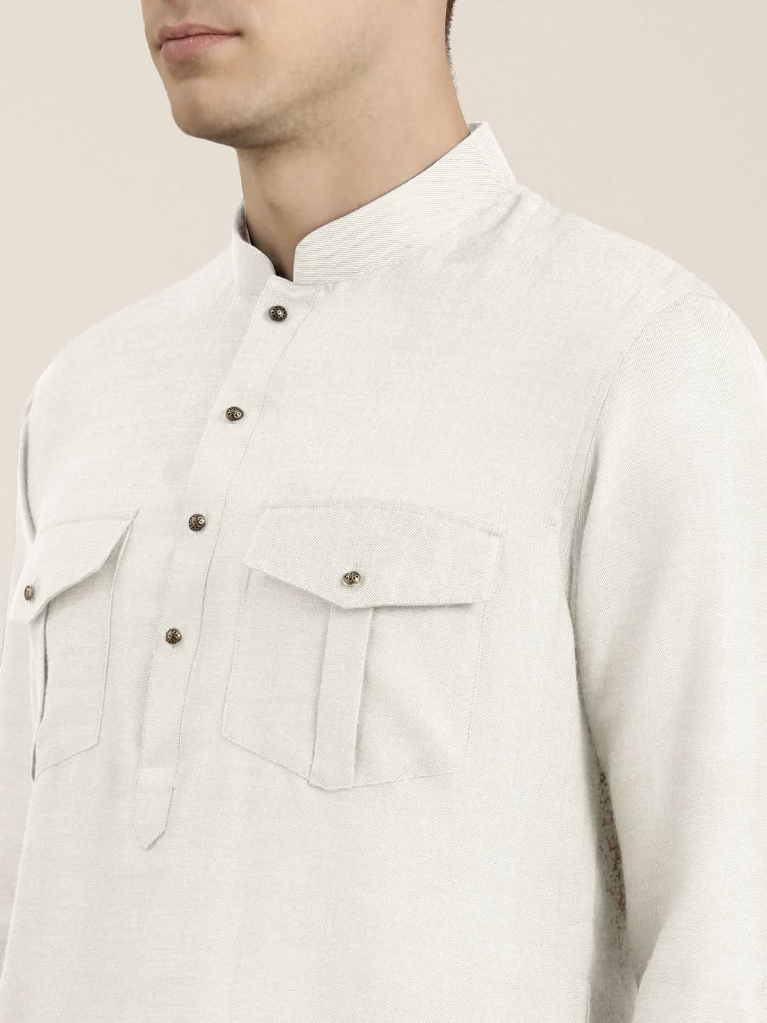 Off White cotton Short Pathani