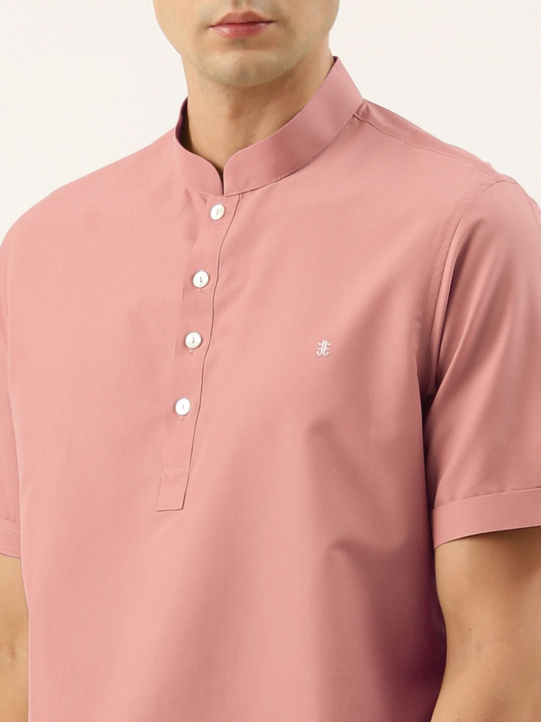 Dark Pink Cotton Short Kurta Set