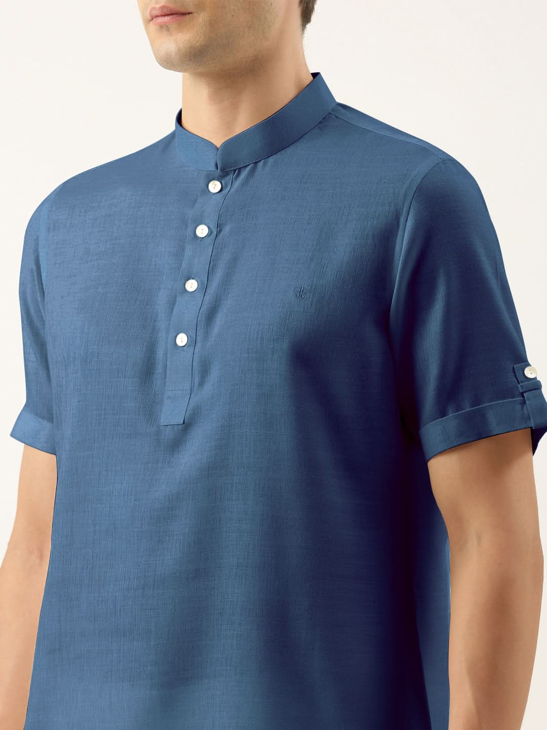 Denim Blue Cotton Short Kurta Set