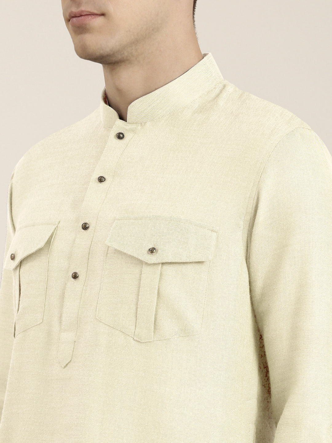 Cream cotton Short Pathani