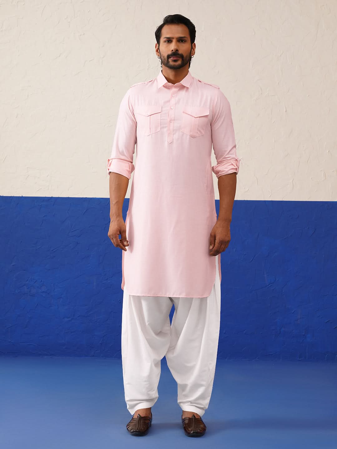 Baby Pink Pure cotton Pathani with Salwar