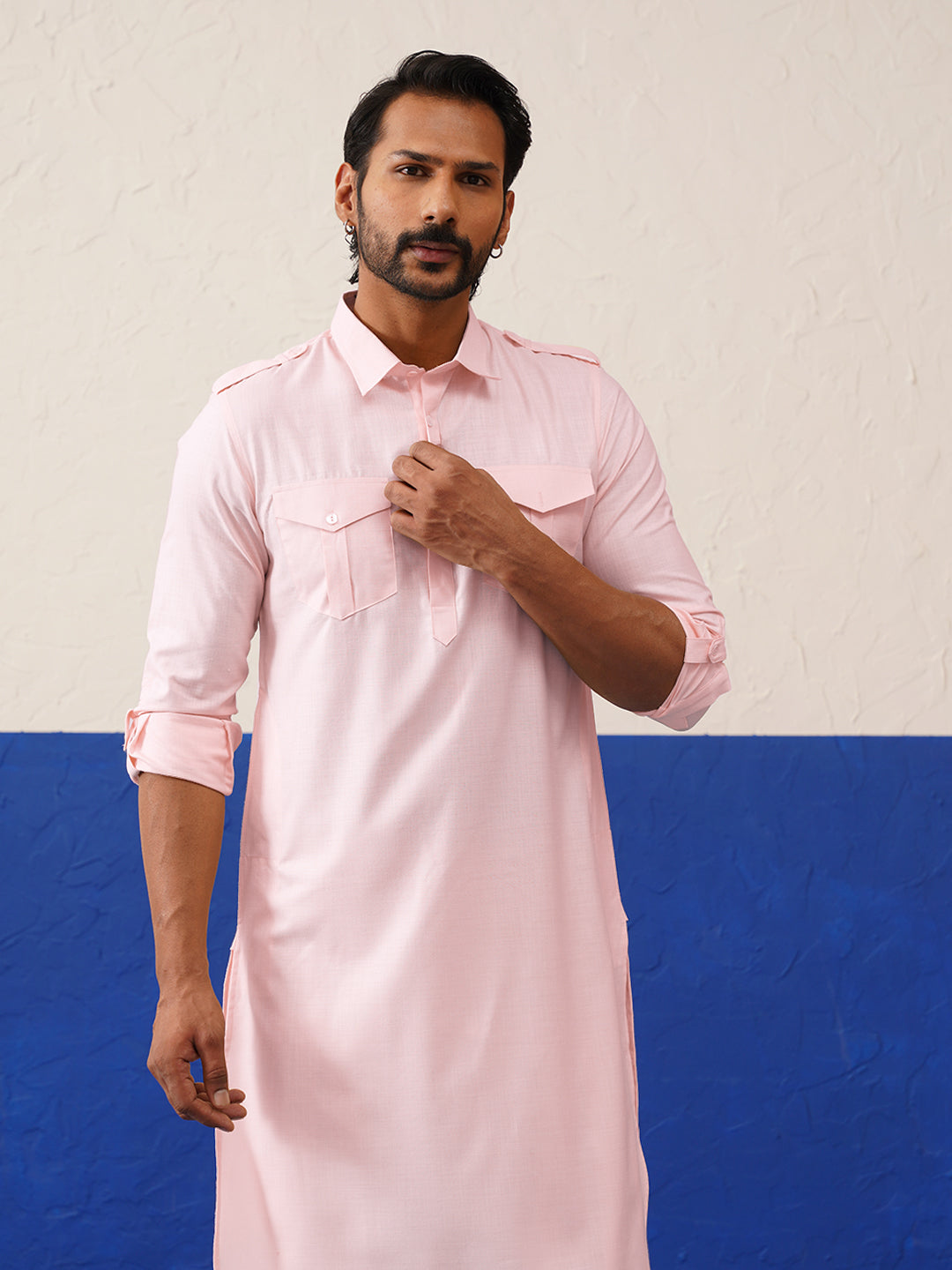 Baby Pink Pure cotton Pathani with Salwar