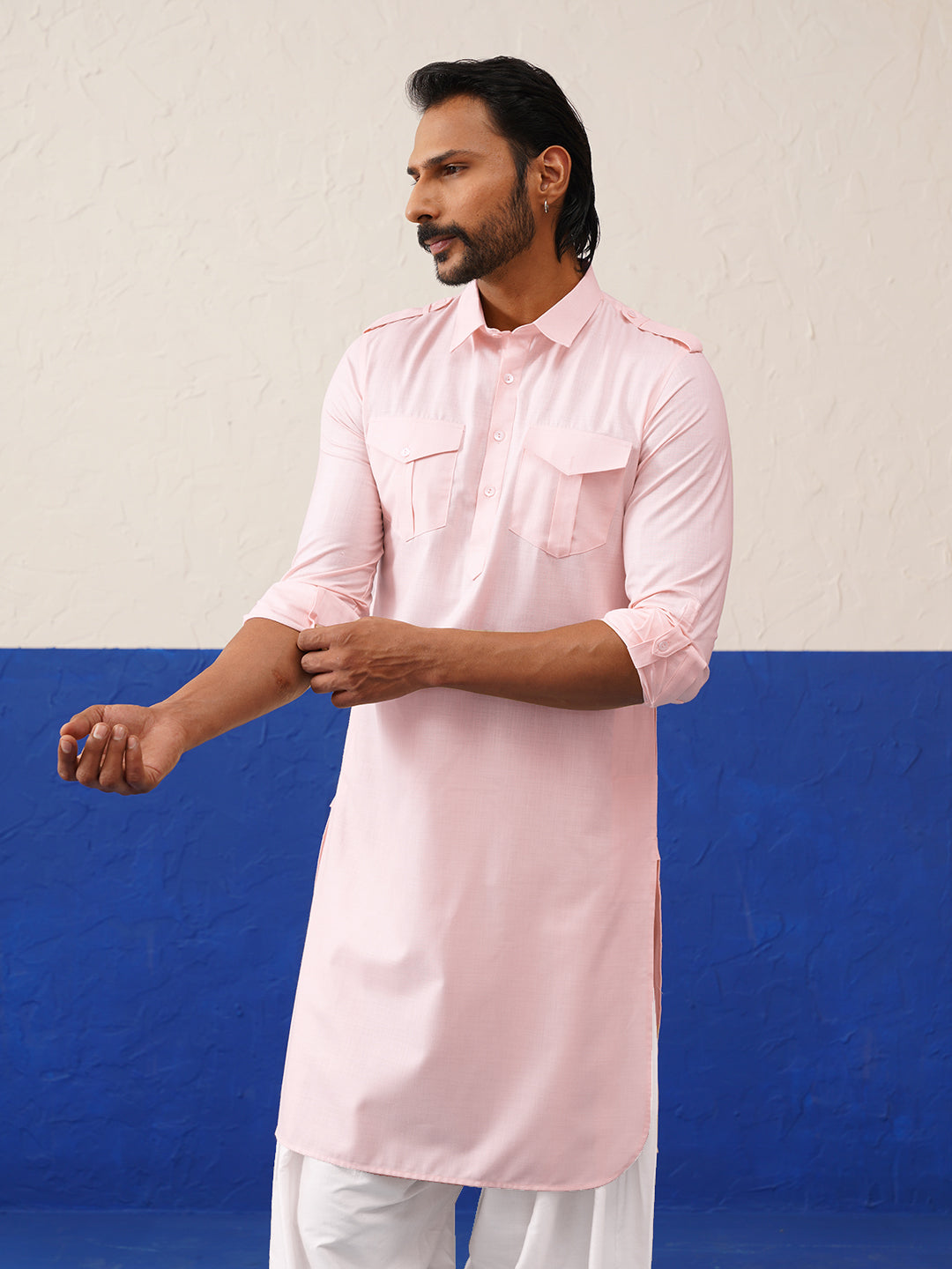 Baby Pink Pure cotton Pathani with Salwar
