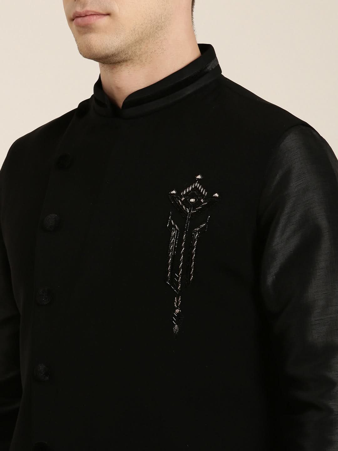 Black Jacket Kurta Set