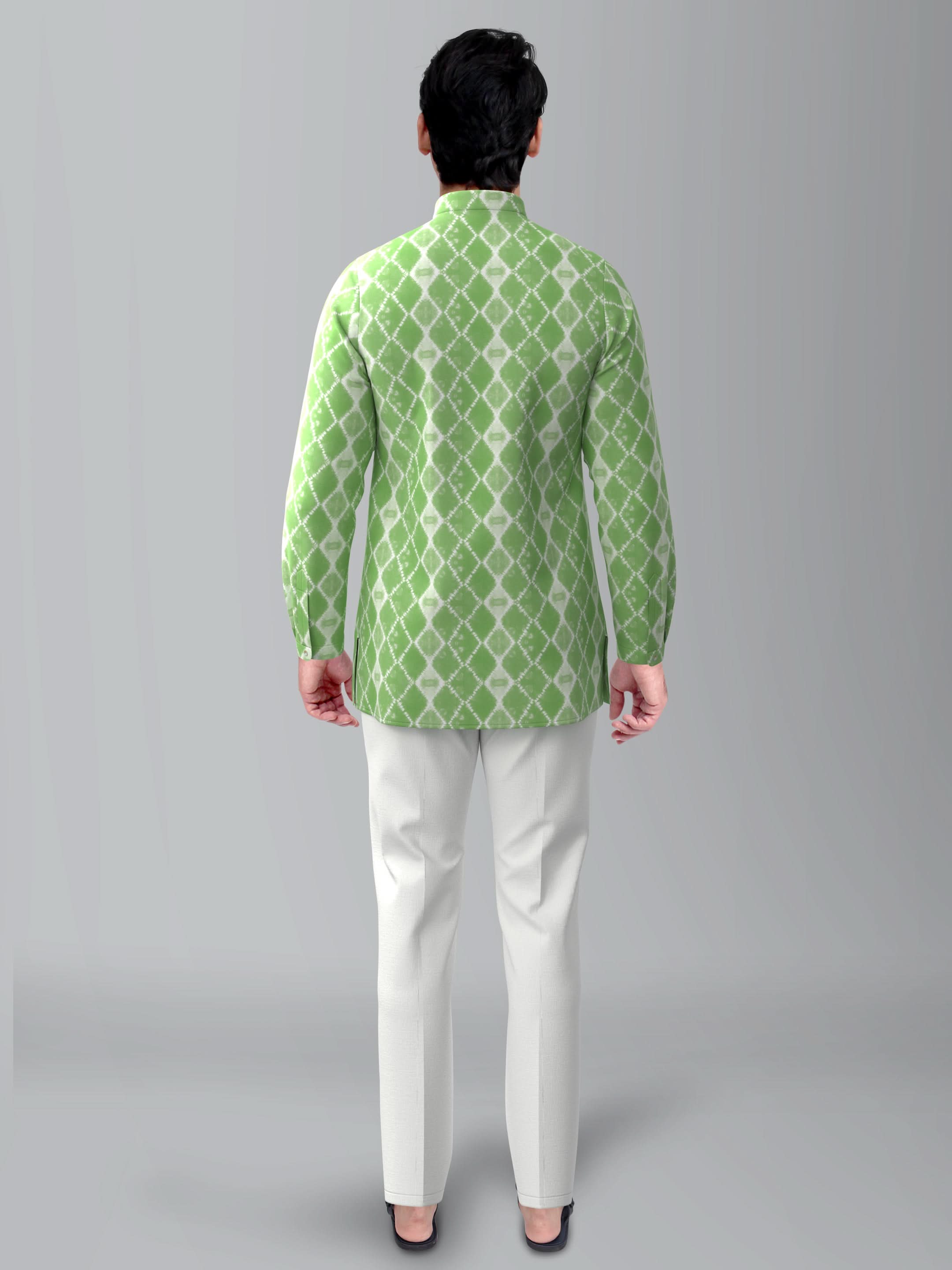 Light Green cotton Tie die short kurta