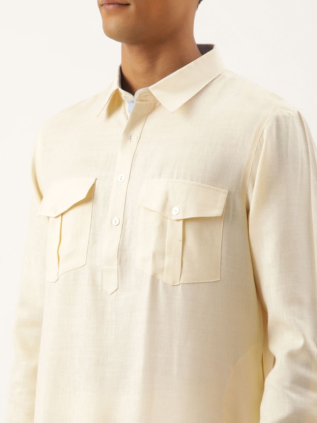 Cream Classic Premium Pathani Kurta Set