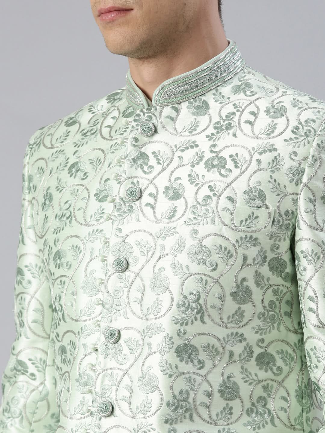 Light Green Embroidered Indowestern