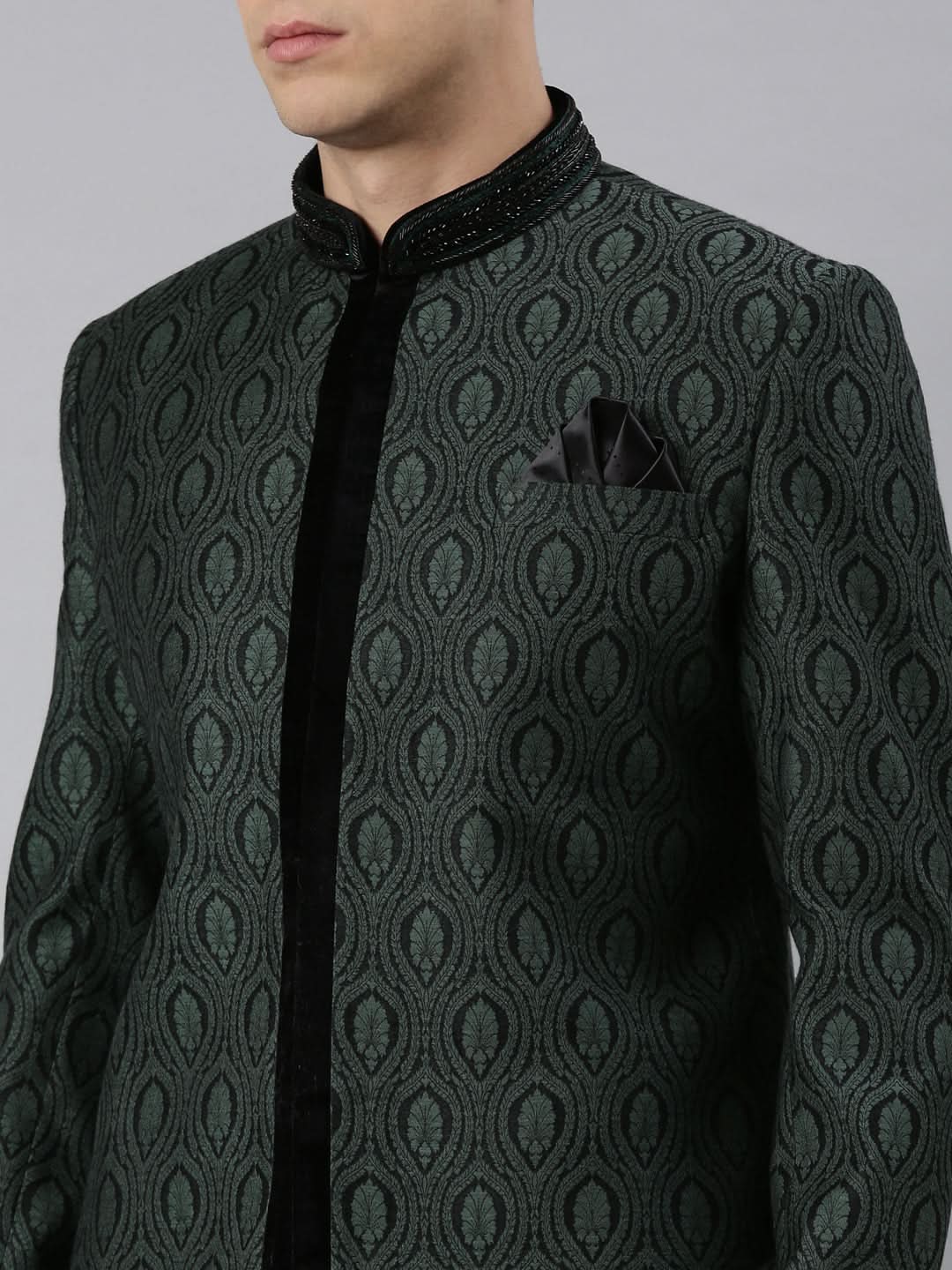 Green Black Indowestern With Salwar