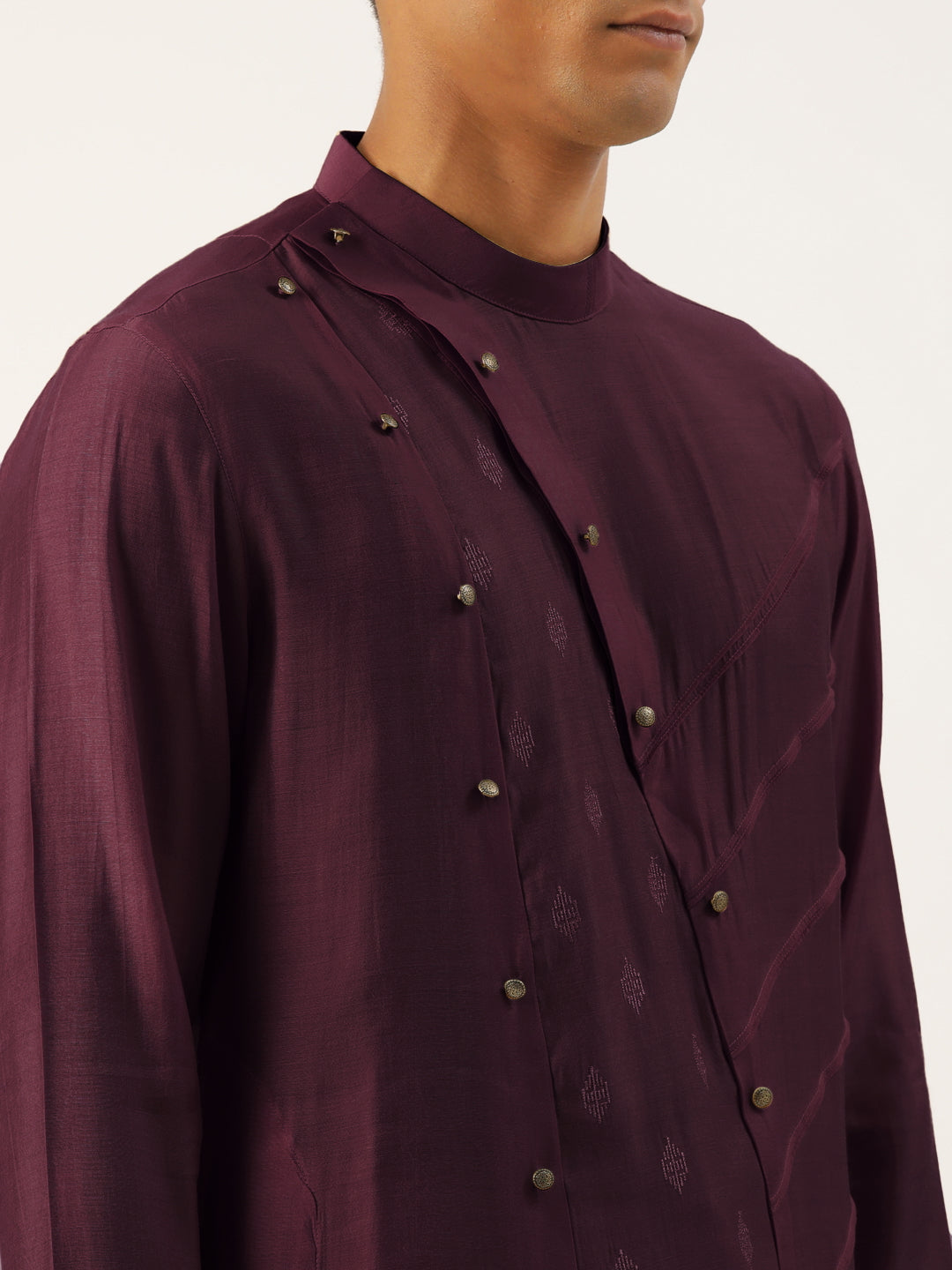 Wine Side Open Layered Kurta Set