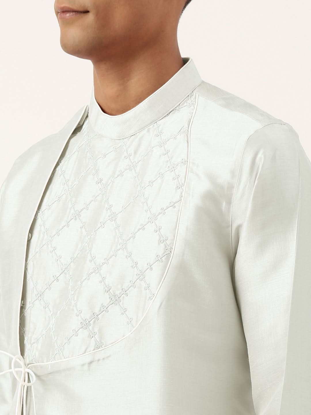 Light Blue Embroidery Angrakha Kurta Set