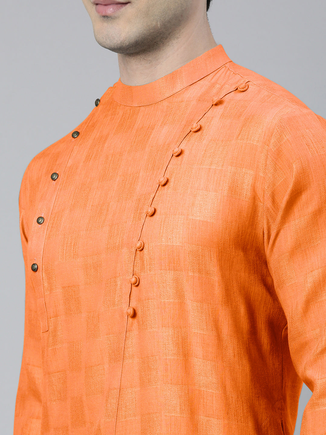 Orange Asymmetrical Kurta Set